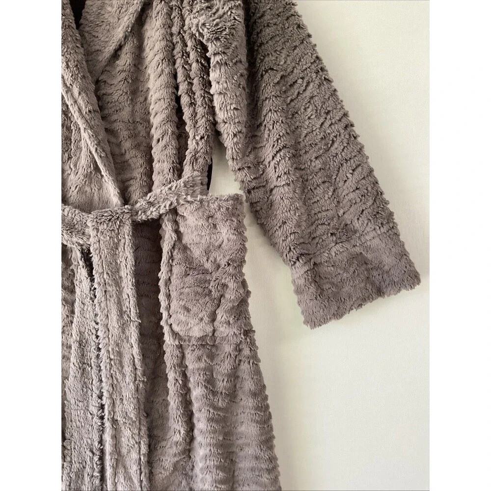 Soma Womens Luxe Plush Robe S/M Chocolate Brown Belt Pockets Bathrobe Cozy
